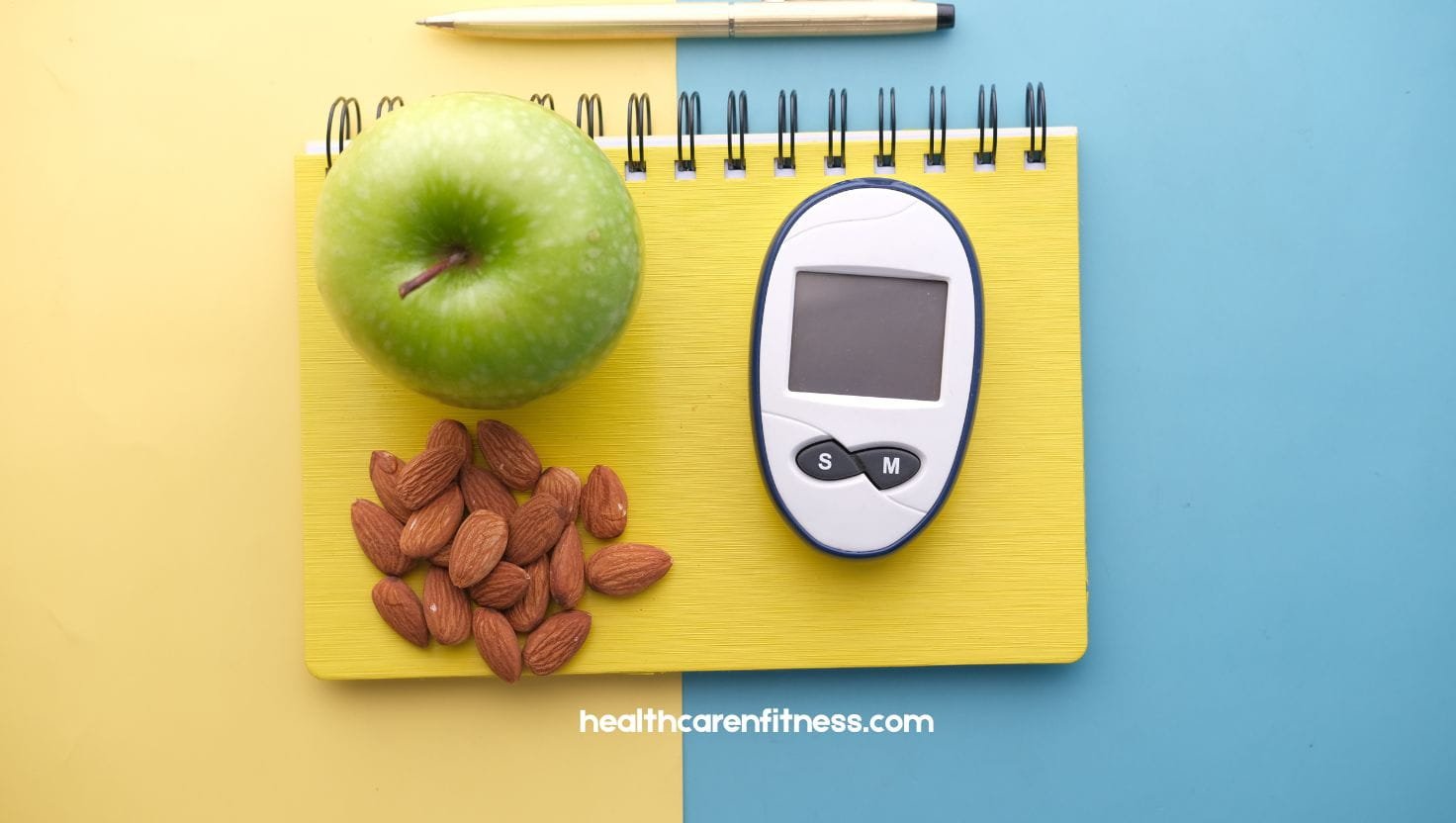 Healthy food sources such as apple and almonds helps weight management. 